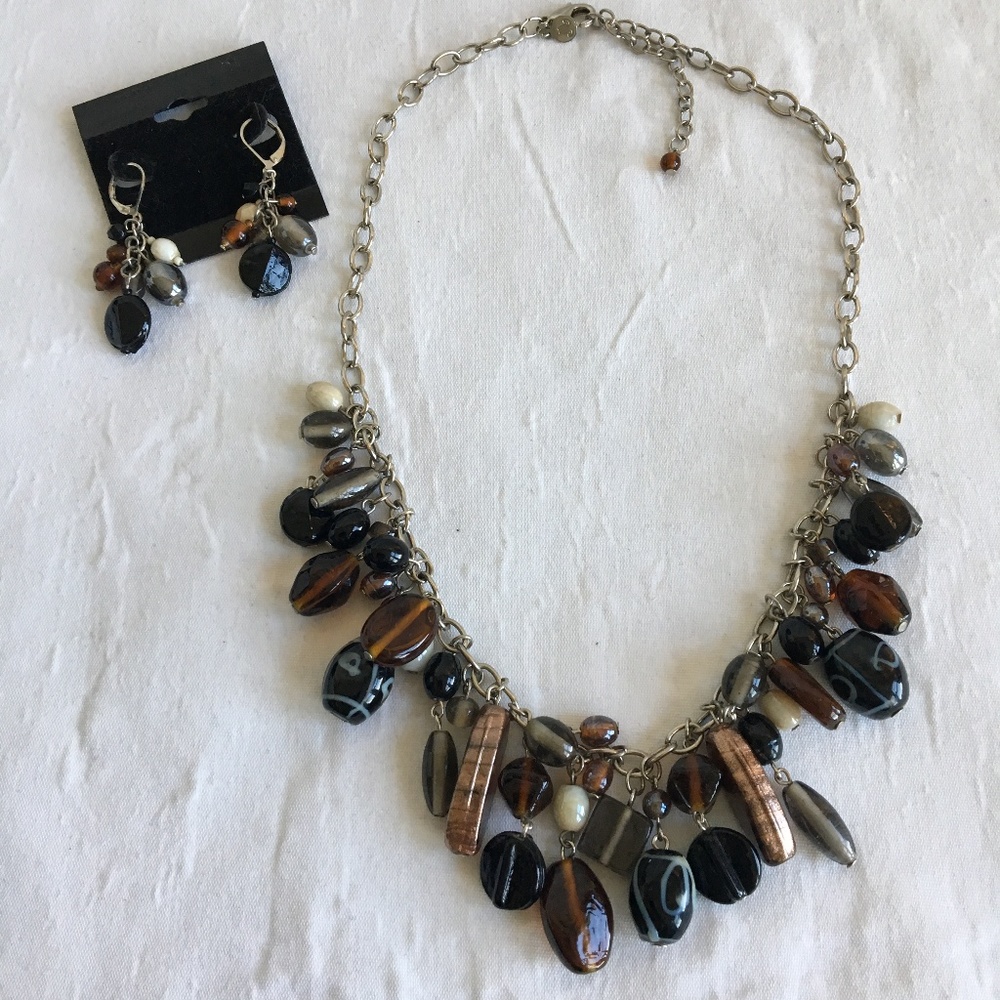 Glass Bead Necklace and Earring Set